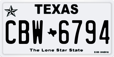 TX license plate CBW6794