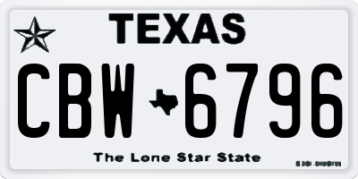 TX license plate CBW6796