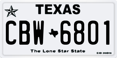 TX license plate CBW6801