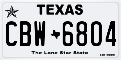 TX license plate CBW6804