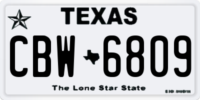 TX license plate CBW6809