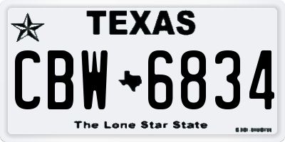 TX license plate CBW6834