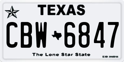 TX license plate CBW6847