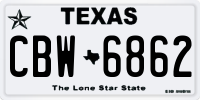 TX license plate CBW6862