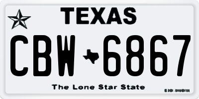 TX license plate CBW6867