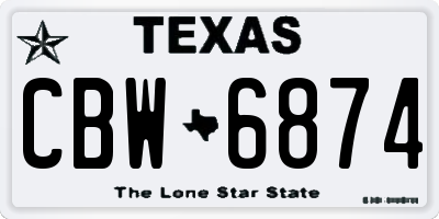 TX license plate CBW6874