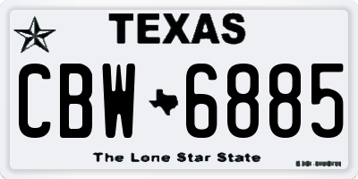 TX license plate CBW6885