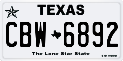 TX license plate CBW6892