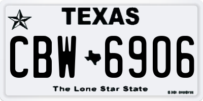 TX license plate CBW6906