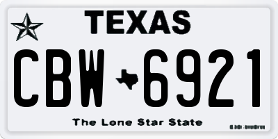 TX license plate CBW6921