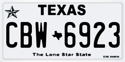 TX license plate CBW6923