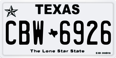 TX license plate CBW6926