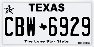 TX license plate CBW6929