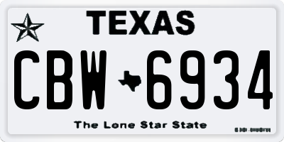 TX license plate CBW6934