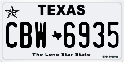 TX license plate CBW6935