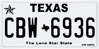 TX license plate CBW6936