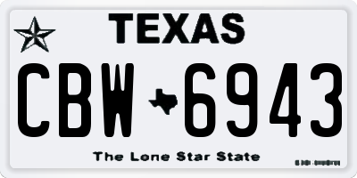 TX license plate CBW6943