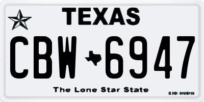 TX license plate CBW6947