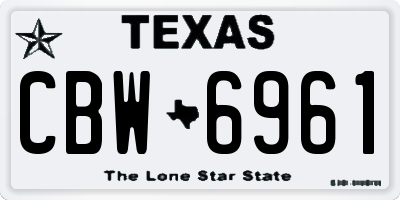 TX license plate CBW6961