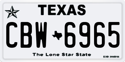 TX license plate CBW6965
