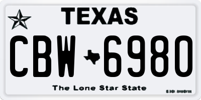 TX license plate CBW6980