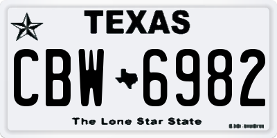 TX license plate CBW6982