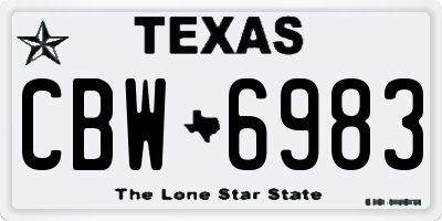 TX license plate CBW6983