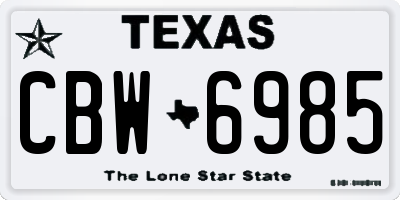 TX license plate CBW6985