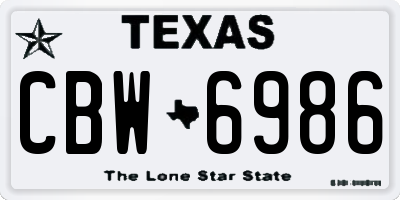 TX license plate CBW6986