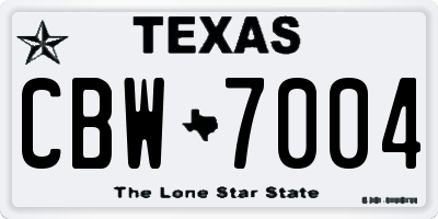 TX license plate CBW7004