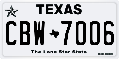 TX license plate CBW7006