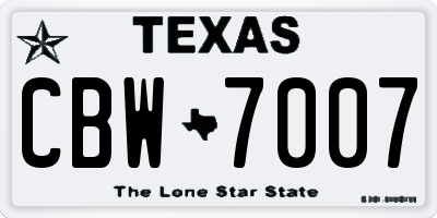 TX license plate CBW7007