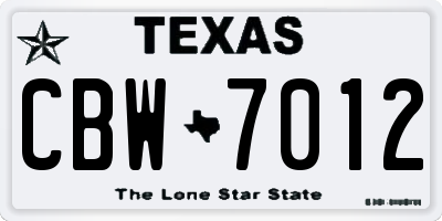 TX license plate CBW7012