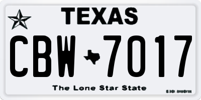 TX license plate CBW7017