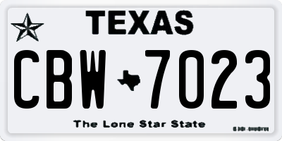 TX license plate CBW7023