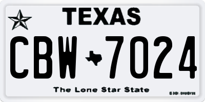 TX license plate CBW7024