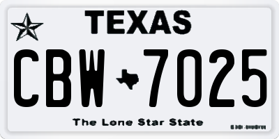 TX license plate CBW7025