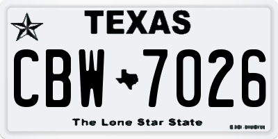 TX license plate CBW7026