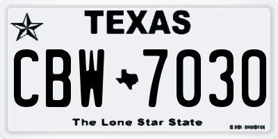 TX license plate CBW7030
