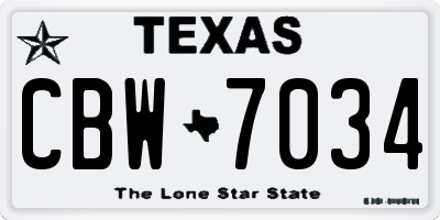 TX license plate CBW7034