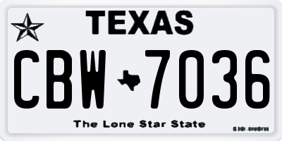 TX license plate CBW7036