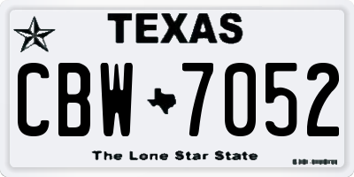 TX license plate CBW7052