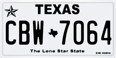 TX license plate CBW7064
