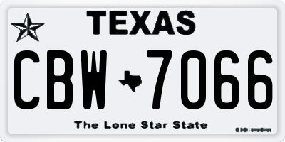 TX license plate CBW7066