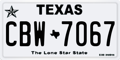 TX license plate CBW7067