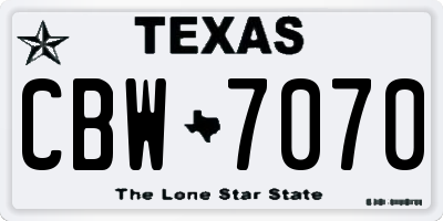 TX license plate CBW7070