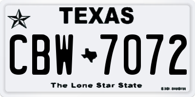 TX license plate CBW7072