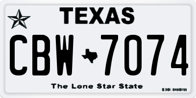 TX license plate CBW7074