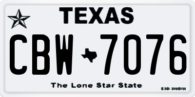 TX license plate CBW7076