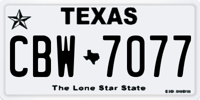TX license plate CBW7077